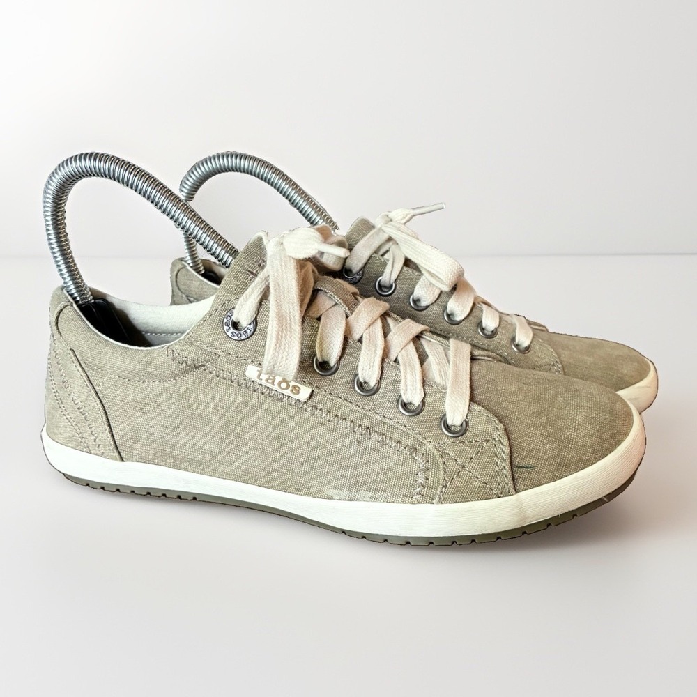 Taos Star Lace Up Casual Canvas Khaki Brown Green Sneakers Shoes Womens 7